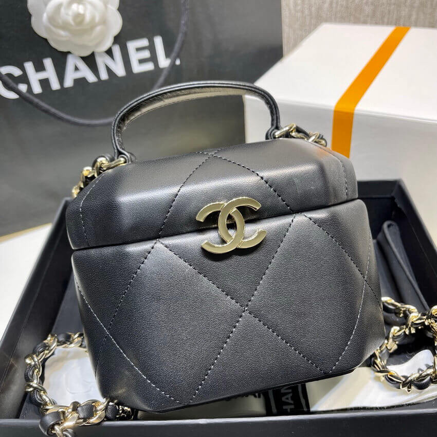 Chanel Lambskin Small Vanity Case AS2630 Black