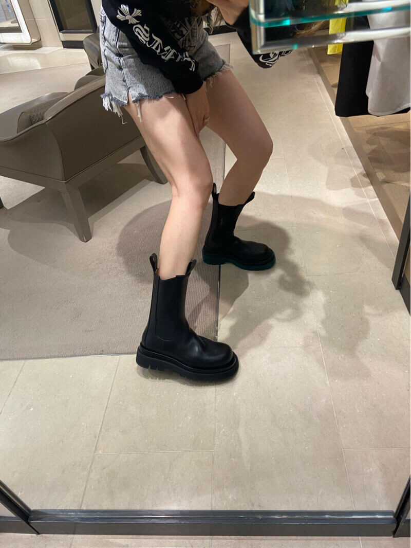 Bottega Veneta Black Lug Boots in Calfskin 592045