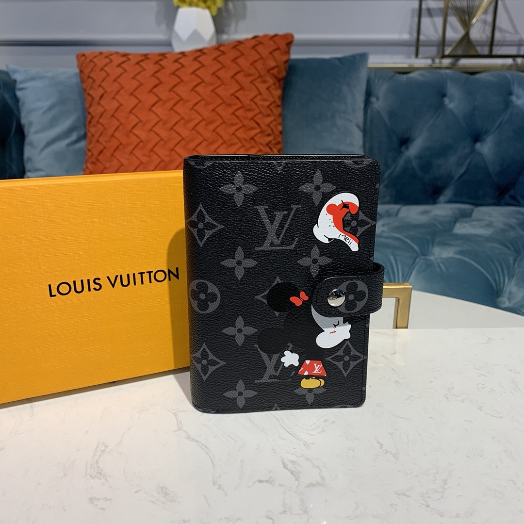Louis Vuitton Monogram Eclipse Minnie Print Small Ring Agenda Cover R20005