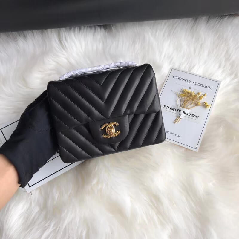 Chanel Chevron Lambskin 17cm Classic Flap Bag 1115