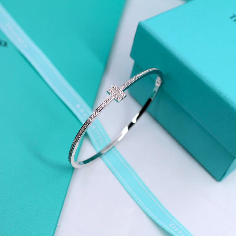 Tiffany & Co T1 Diamond Hinged Wire Bangle 10622