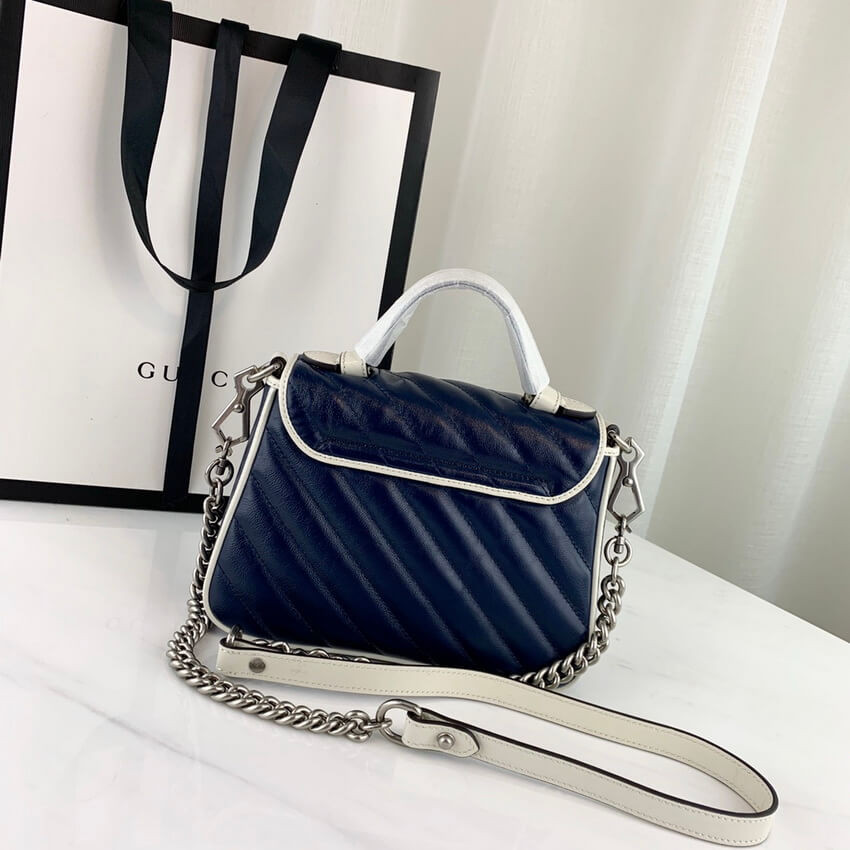 Gucci GG Marmont Mini Top Handle Bag 583571 Blue