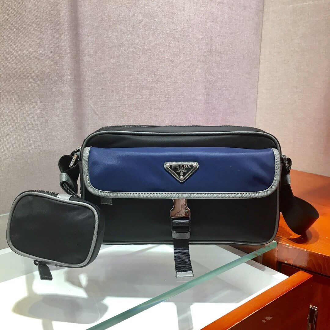 Prada Nylon Cross-Body Bag 2VH074 Black/Blue