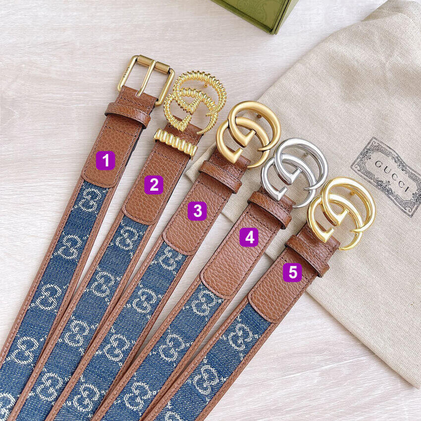 Gucci Belt With Square Buckle In Blue Denim 30mm 678694