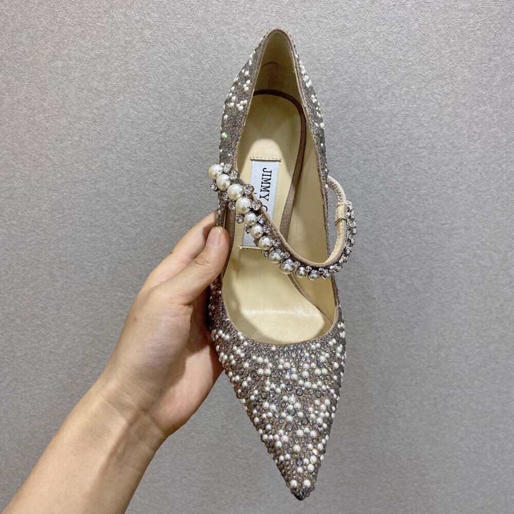 Jimmy Choo Baily 10cm Ballet Pink Suede Mary Jane Pearl Pumps 81115