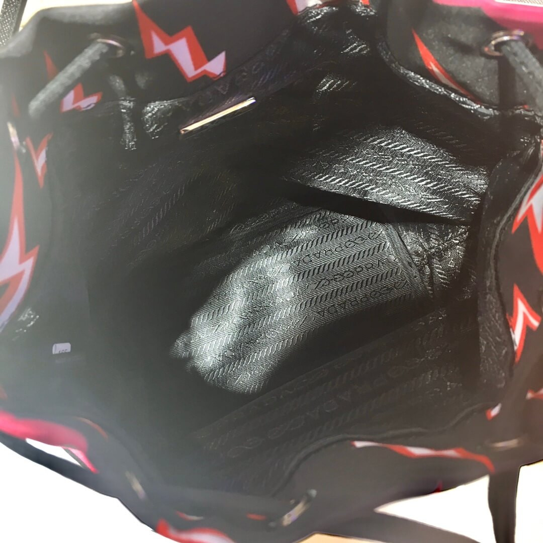Prada Lightning Print Nylon Shoulder Bag 1BH038