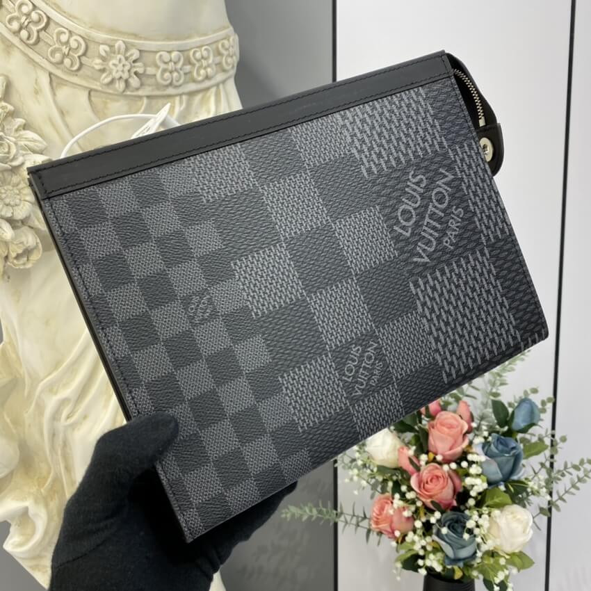Louis Vuitton Damier Graphite 3D Canvas Pochette Voyage N60443 N60444