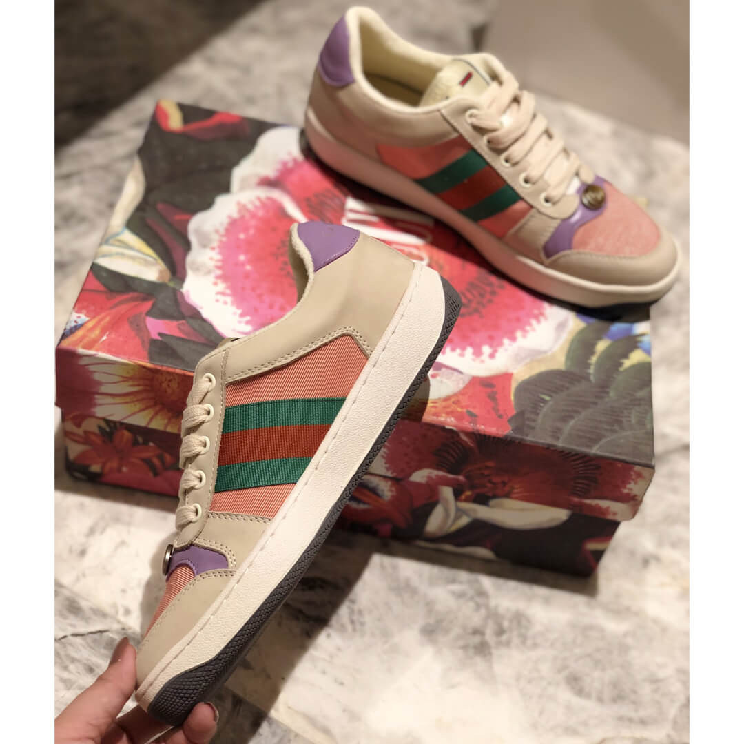 Gucci Screener Leather Sneaker 577684 Pink