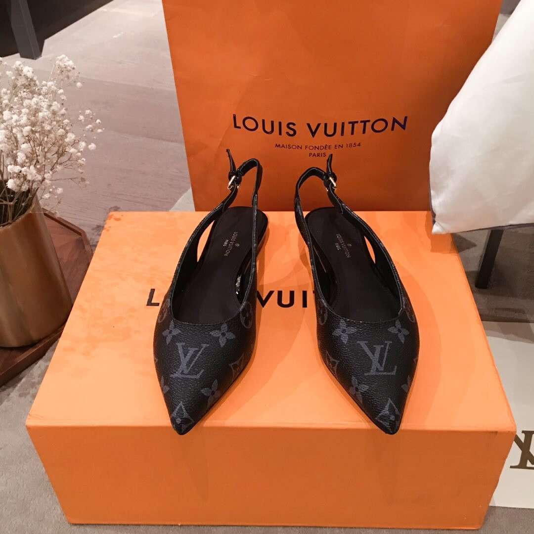 Louis Vuitton Monogram Eclipse Cherie Slingback Ballerina 1A68AV