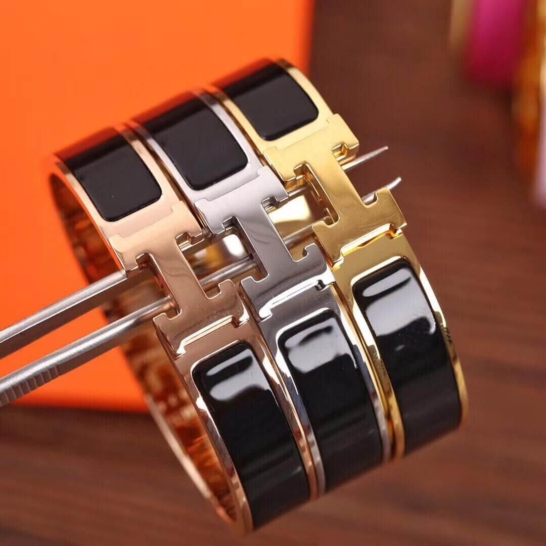 Hermes Narrow Clic H Bracelet In Black