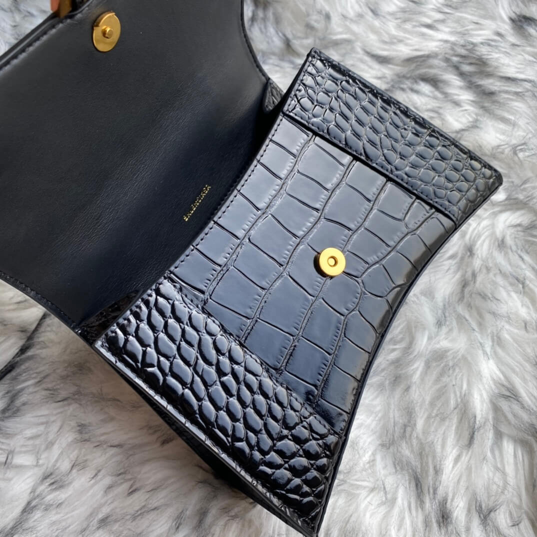 Balenciaga Hourglass S Croc-Effect Leather Tote