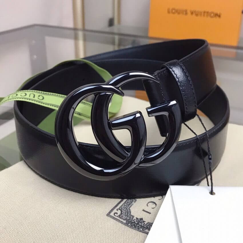 Gucci GG Marmont 40mm Wide Belt 400593 Black