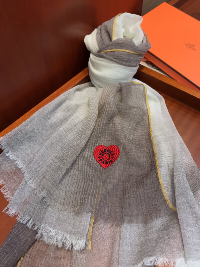 Hermes Silk Scarf with Heart Logo H2202