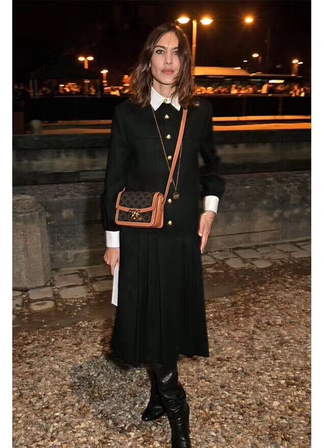 Celine Teen Triomphe Bag in Triomphe Canvas and Calfskin 188882 Tan