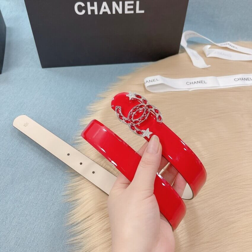 Chanel Patent Leather CC Logo Skinny Belt
