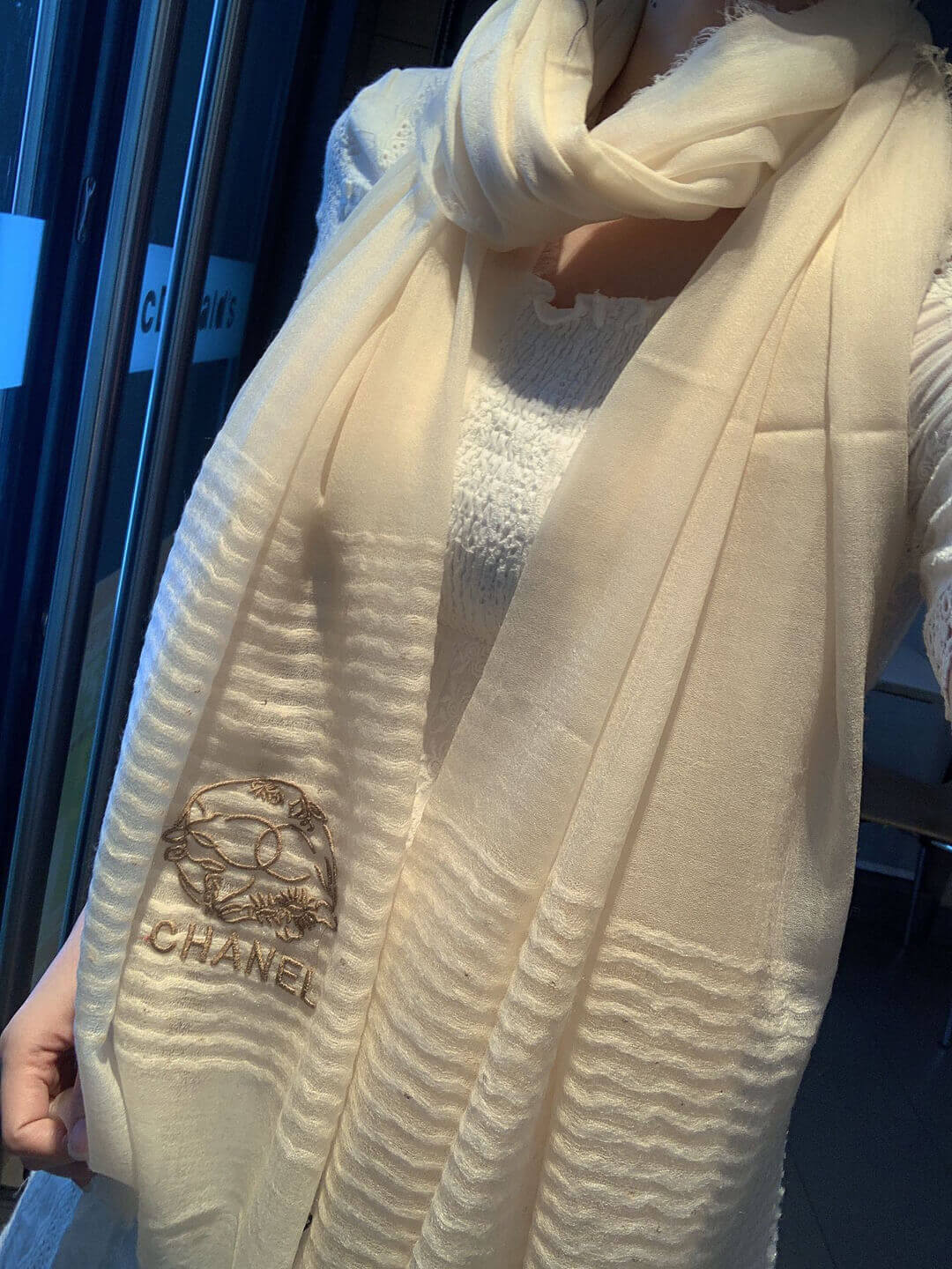 Chanel Cashmere CC Scarf A0340