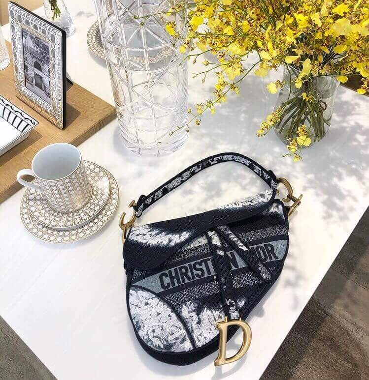 Dior Saddle Bag Blue Multicolor Tie & Dior Embroidery M0446