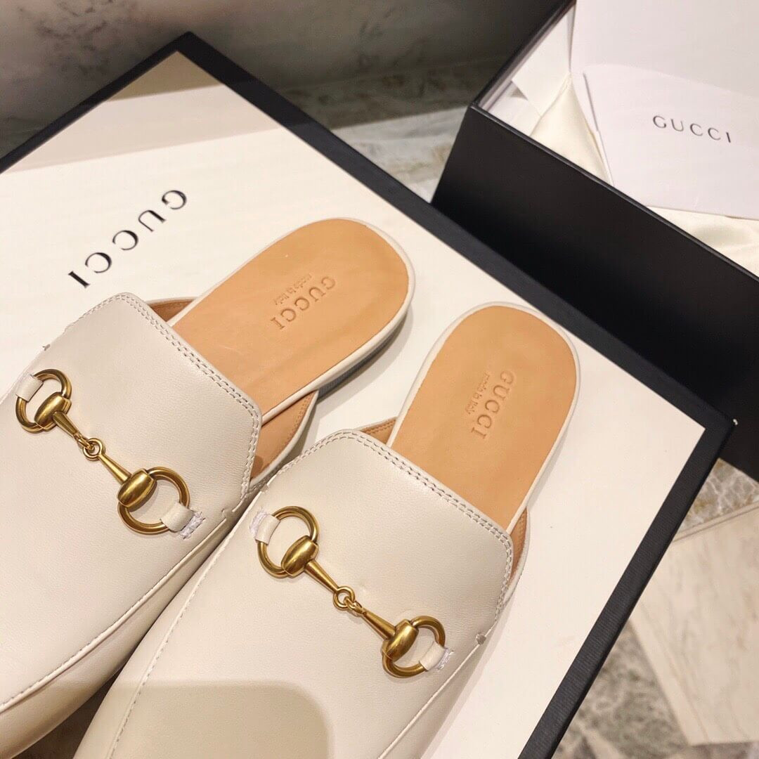 Gucci Princetown Leather Slipper 423513 White