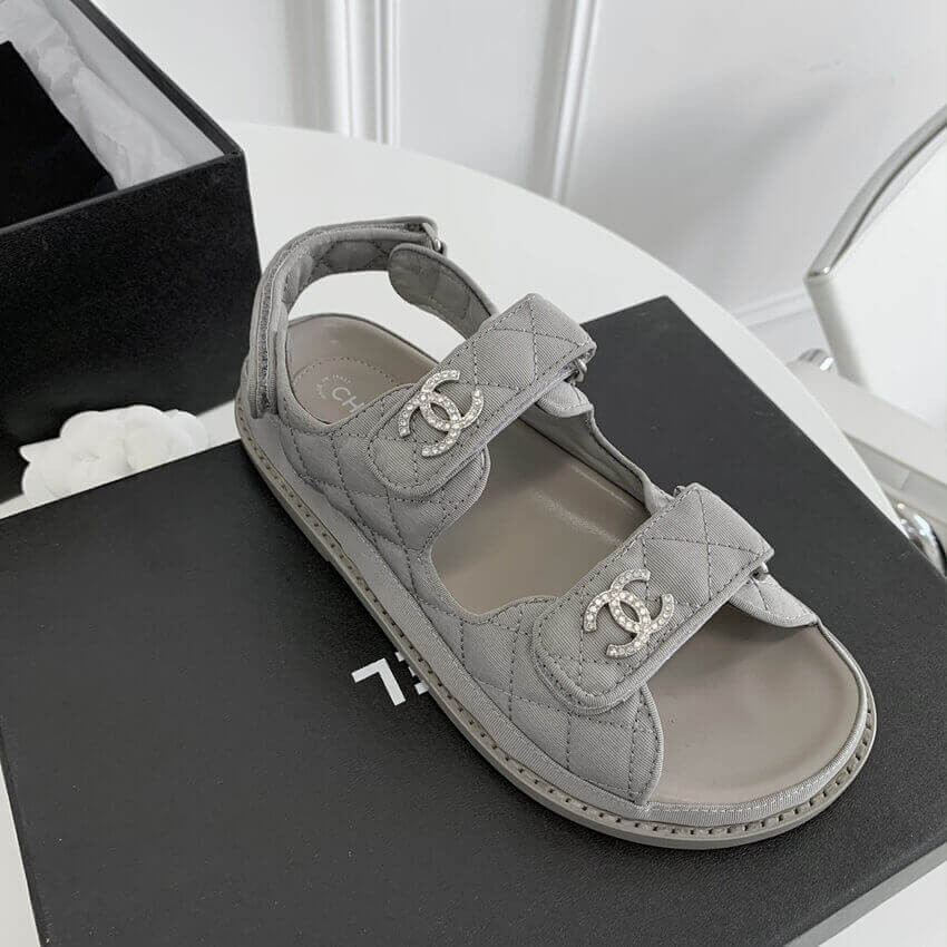 Chanel Crystal CC Velcro Sandals 261154