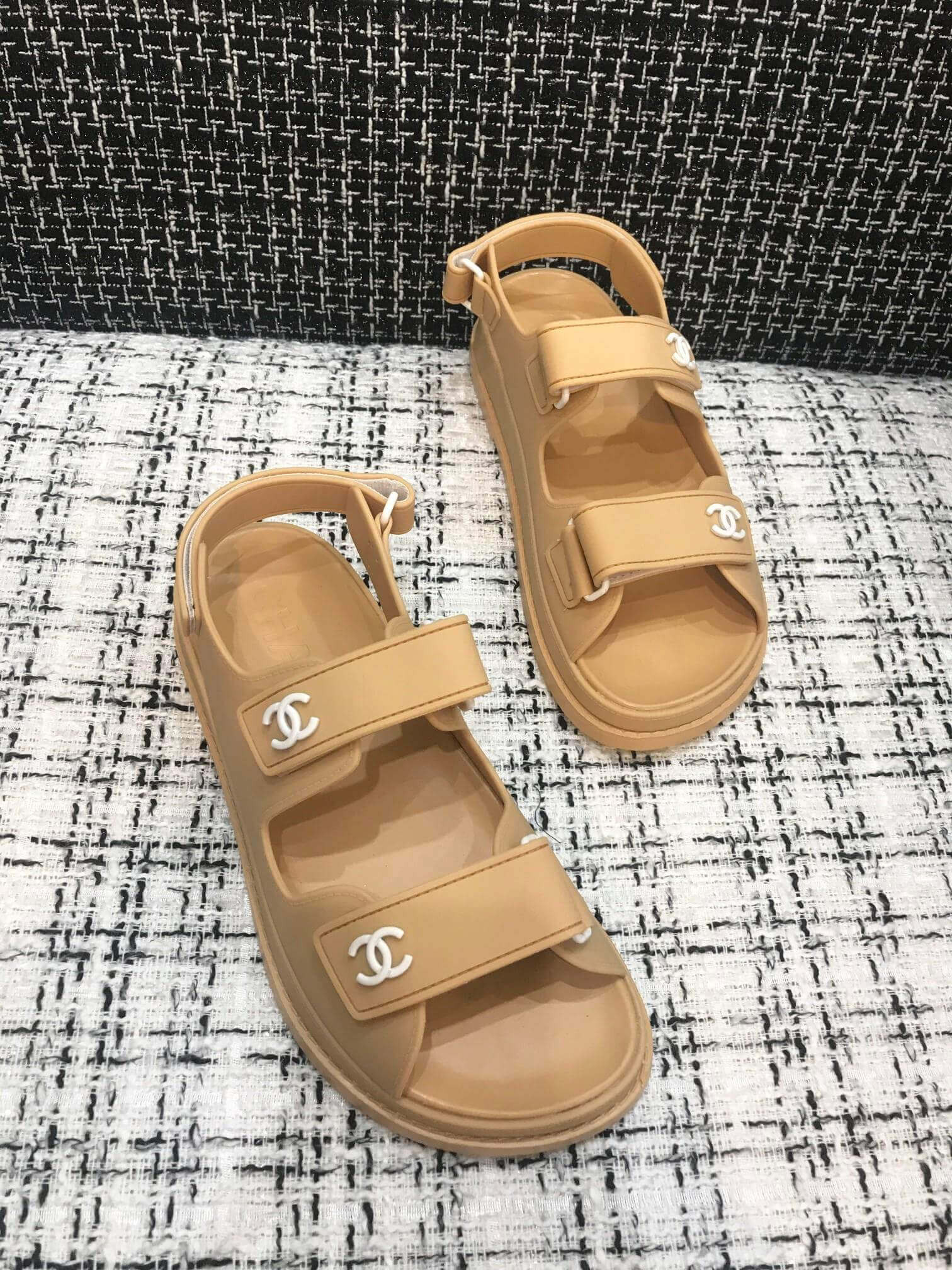 Chanel Velcro Sandals G31848 Beige