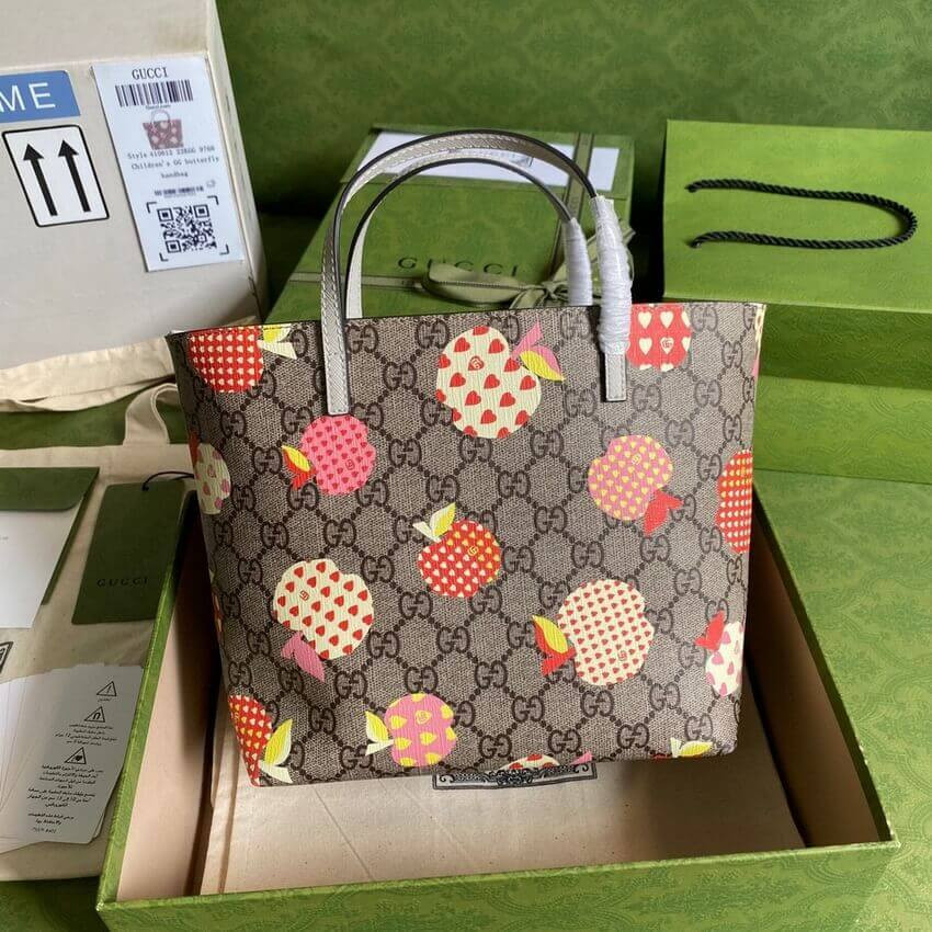 Gucci Childrens GG Heart Apple Pattern Tote 410812