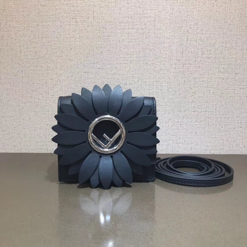 Fendi Micro Kan I Logo Gerbera Leather Shoulder Bag 8BS003