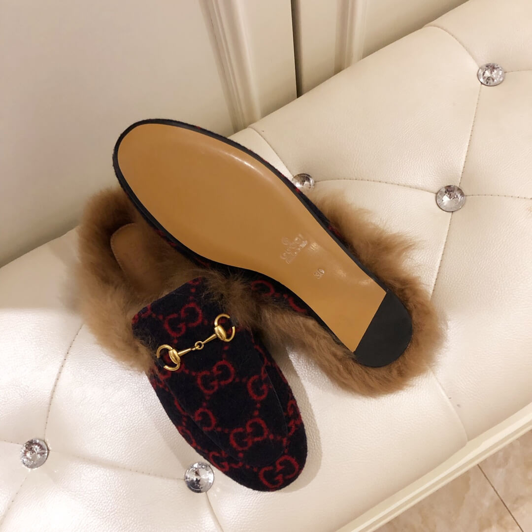 Gucci Princetown GG Velvet Slipper 448657 Black/Red
