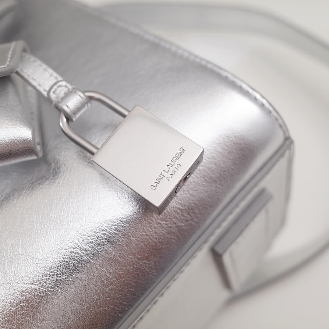 Saint Laurent Sac De Jour Souple Baby In Crumpled Silver Calf Leather 477477