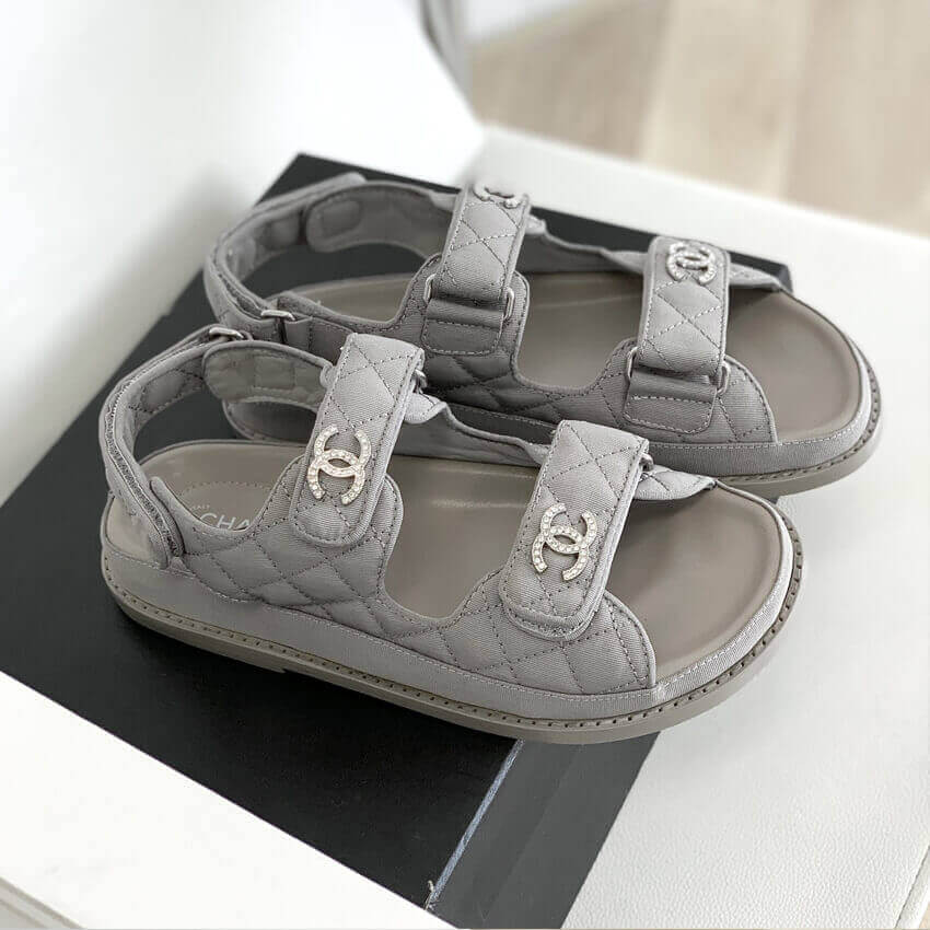 Chanel Crystal CC Velcro Sandals 261154