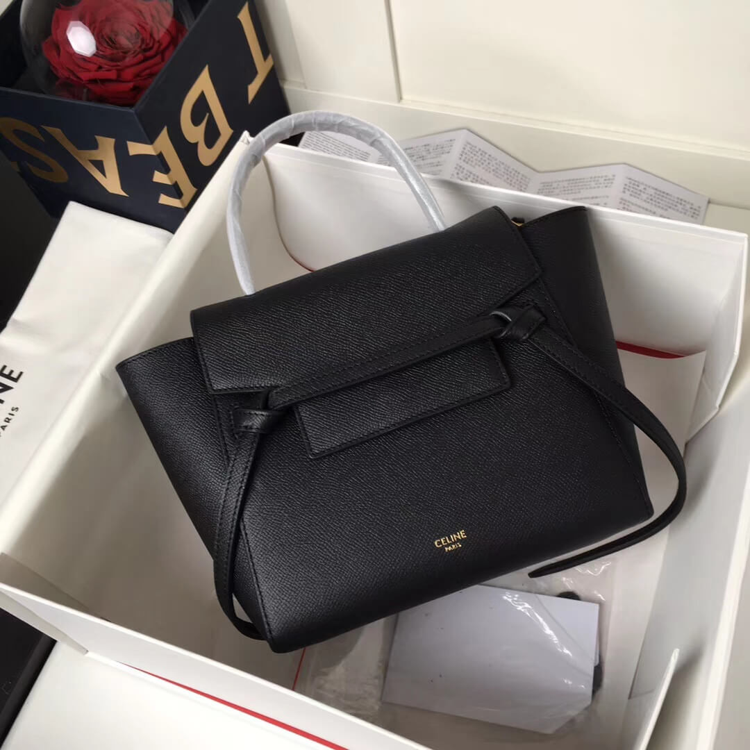 Celine Micro Belt Bag In Grained Calfskin 189153 Black