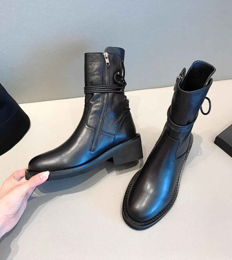 Ann Demeulemeester Calfskin Lace-Up Ankle Boots A146