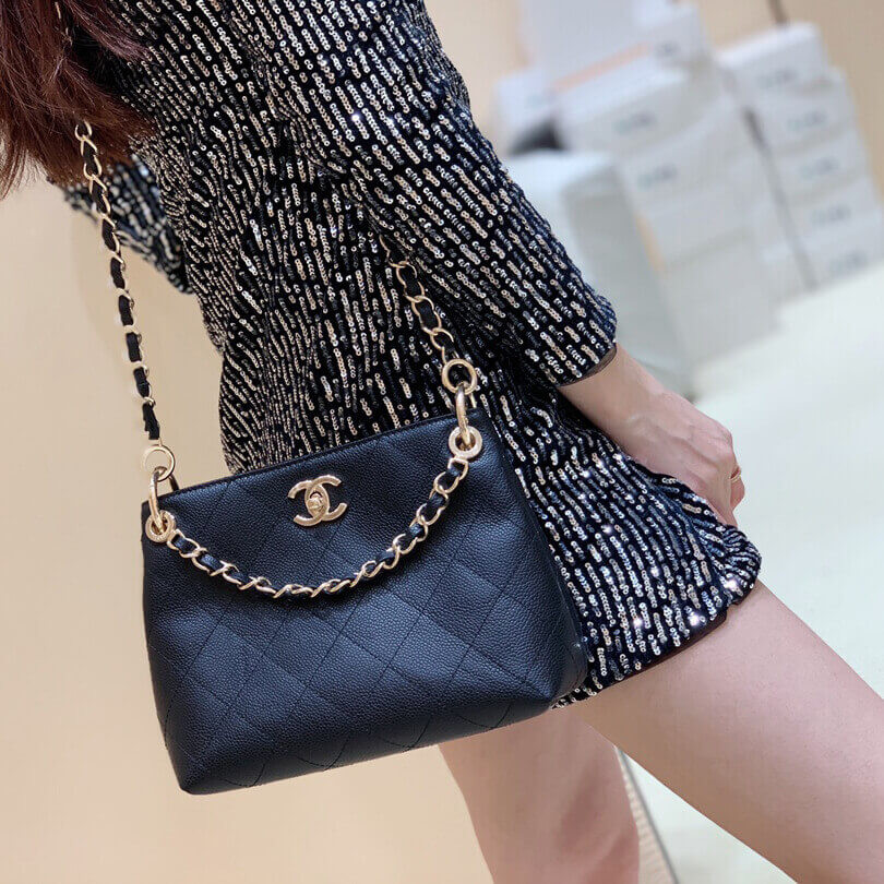 Chanel Grained Calfskin Small Hobo Bag AS1461