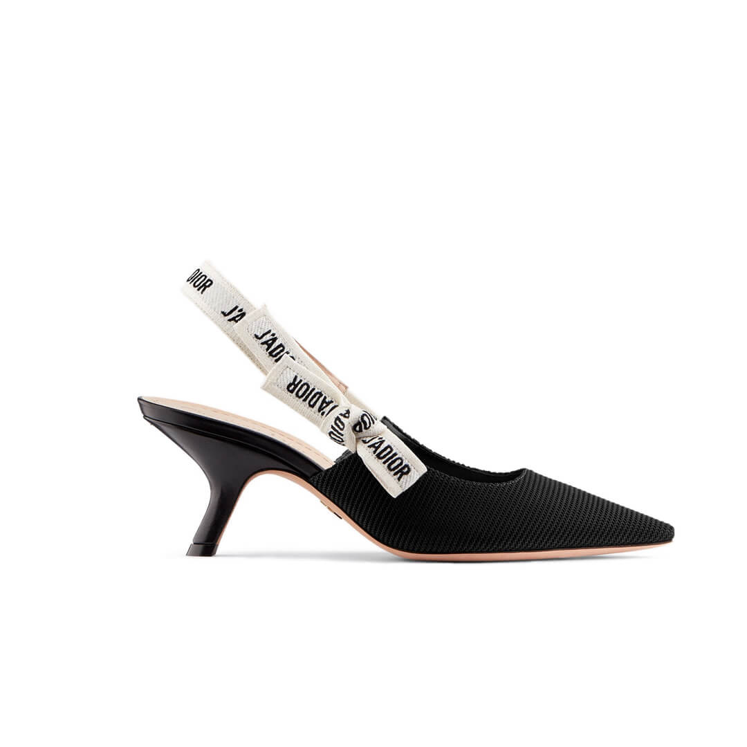 Christian Dior Fabric Jadior Slingback Kitten Heel Pumps C200