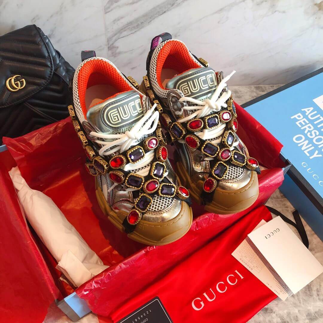 Gucci Flashtrek Sneaker With Removable Crystals 537153 Multicolor