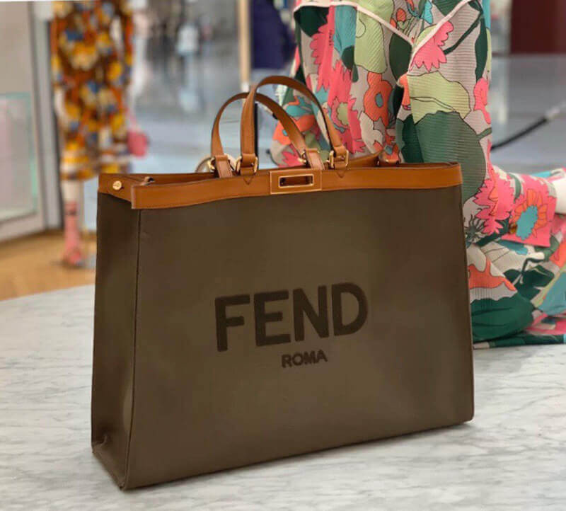 Fendi Peekaboo X Tote in Green Canvas 8BH374