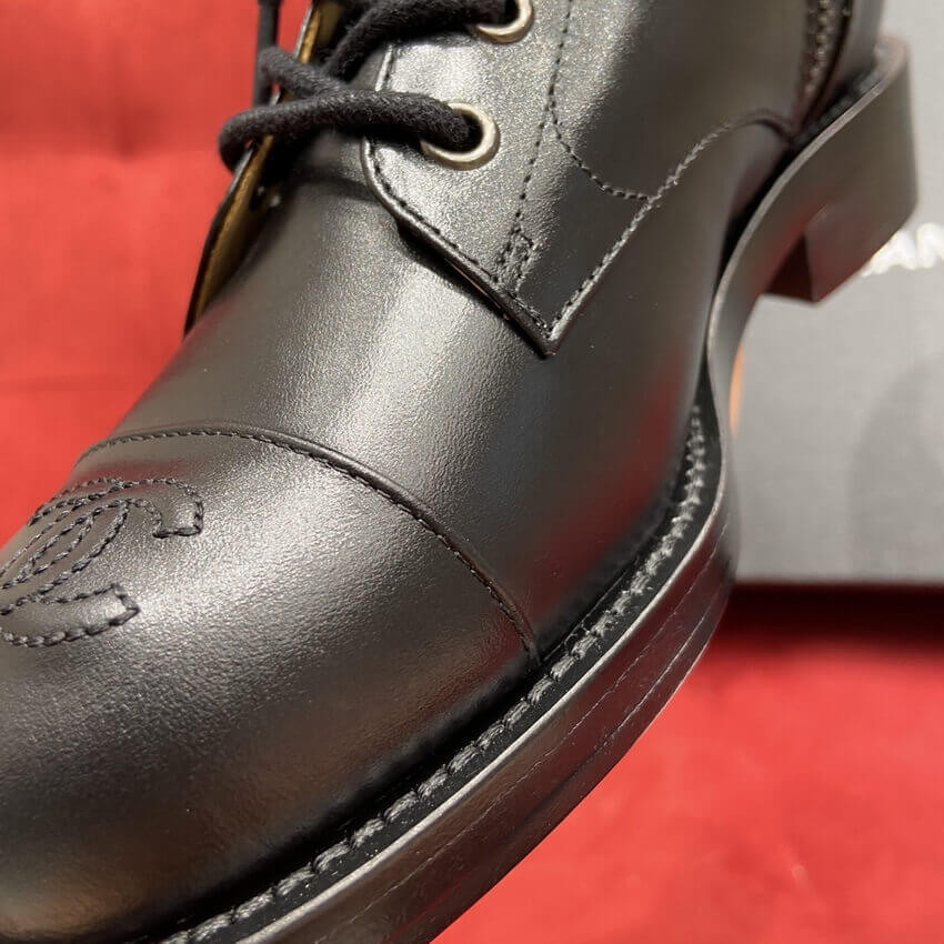 Chanel Calfskin Black Combat Lace-Ups Boots G34953