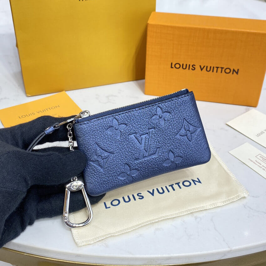 Louis Vuitton Monogram Empreinte Leather Key Pouch M80900 Navy Nacre