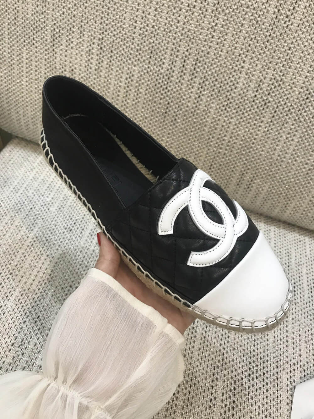 Chanel CC Quilted Espadrilles G29762 Black/8White