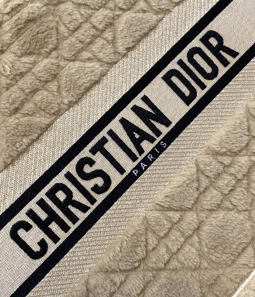 Christian Dior Medium Book Tote Beige Cannage Shearling M1296