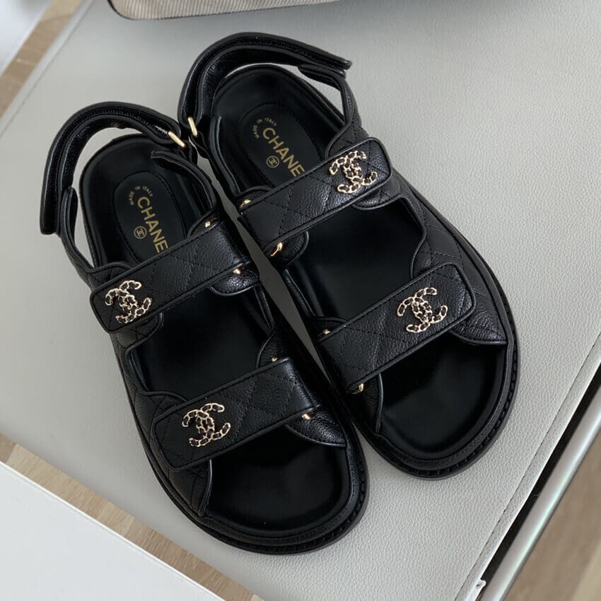 Chanel Woven CC Velcro Sandals 261155