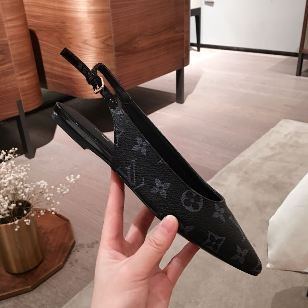 Louis Vuitton Monogram Eclipse Cherie Slingback Ballerina 1A68AV