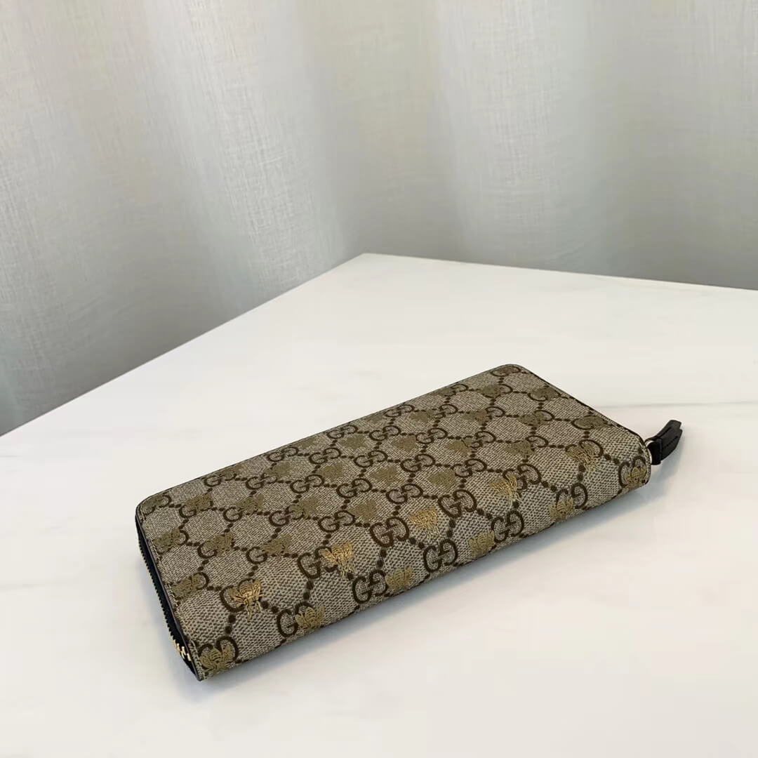 Gucci GG Supreme Monogram Bees Zip Around Wallet 410102