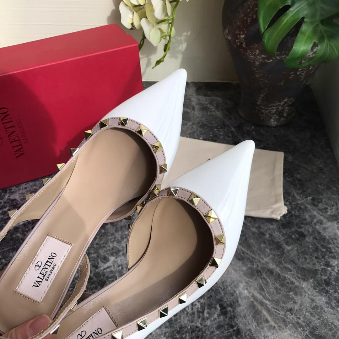 Valentino Garavani Rockstud Patent Leather Slingback Pump 95mm Uw2s0h15