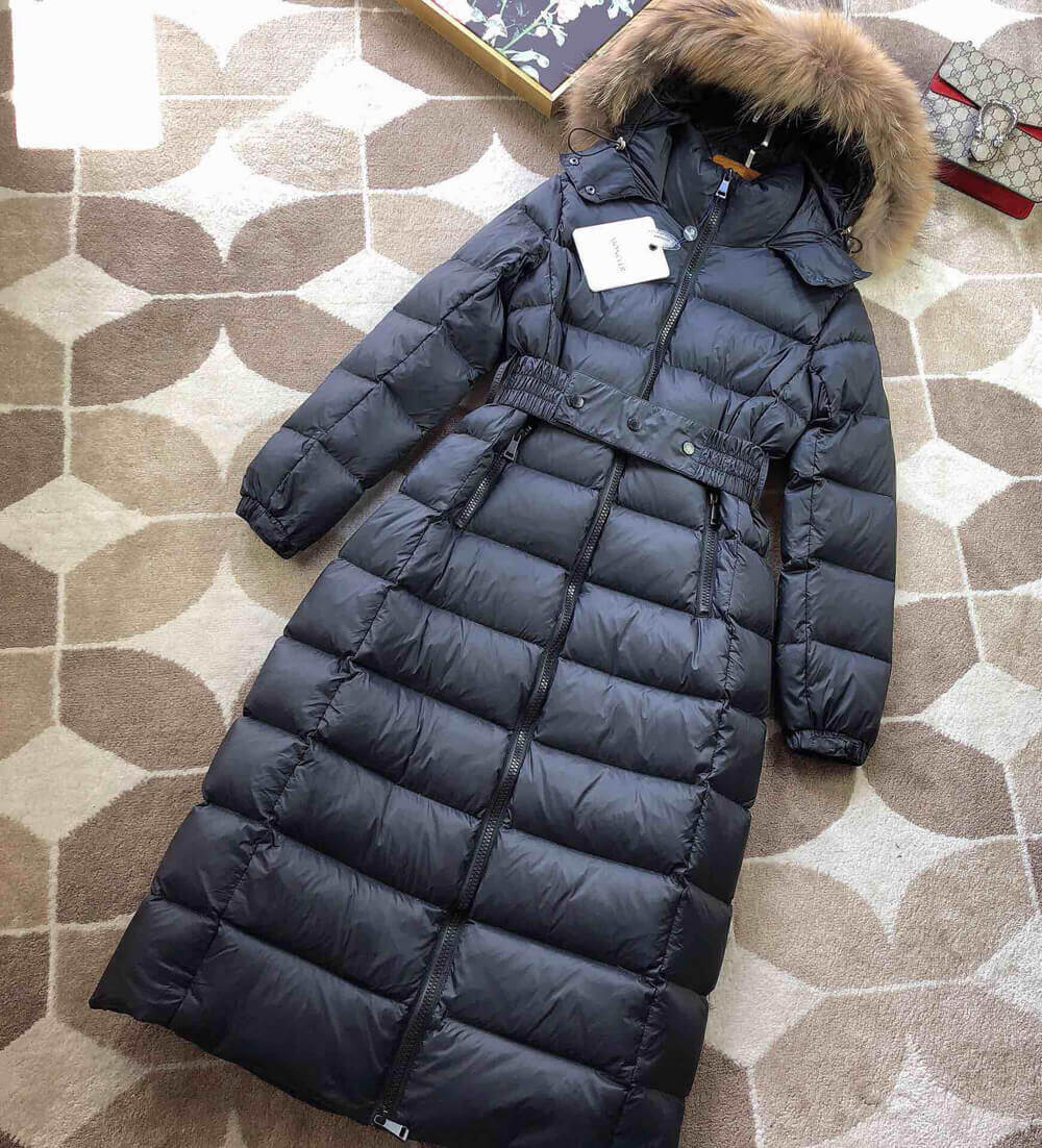 Moncler Hudson Long Puffer Coat w/ Fur Hood F209