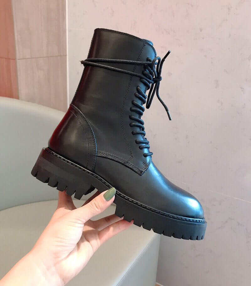 Ann Demeulemeester Calfskin Lace-Up Ankle Boots A145