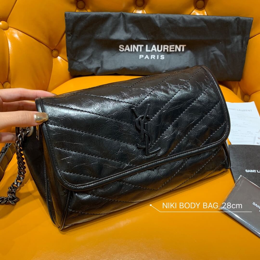 Saint Laurent Niki Body Bag In Crinkled Vintage Leather 577124