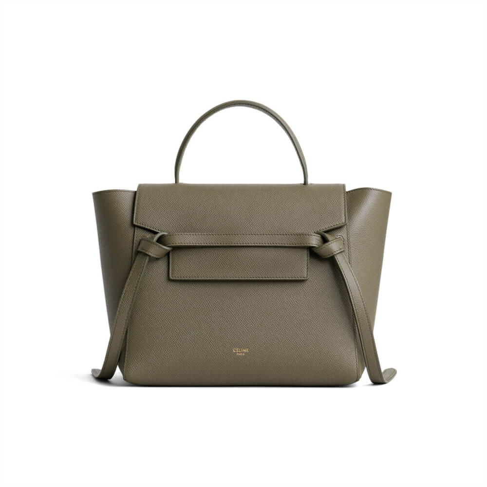 Celine Micro Belt Bag In Grained Calfskin 189153 Army Green