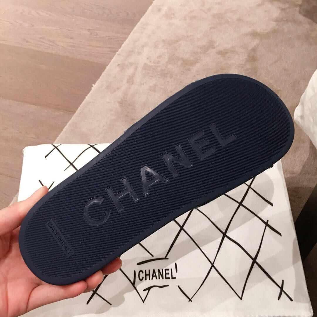 Chanel Denim Logo Sandal Mules G35781