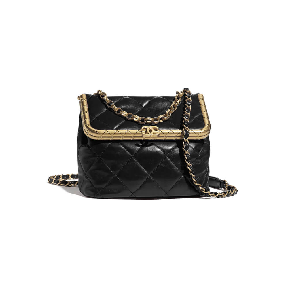 Chanel Lambskin Kiss-Lock Clasp Bag AS1886