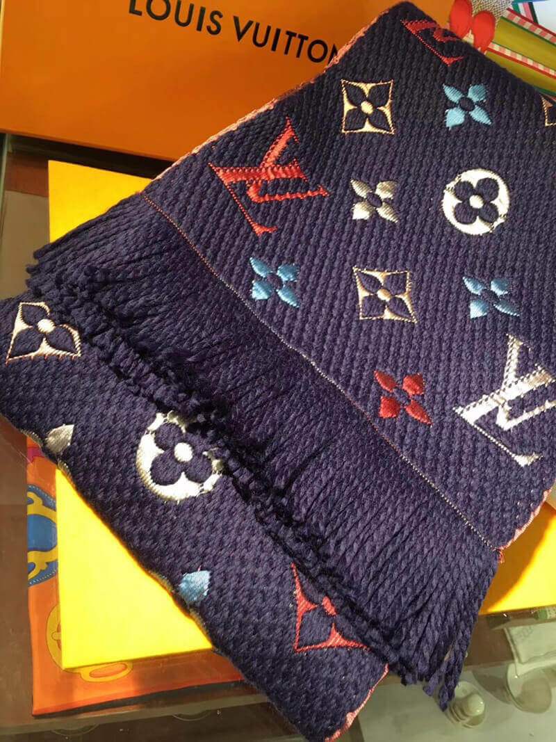 Louis Vuitton Logomania Rainbow Scarf M70899 Navy Blue